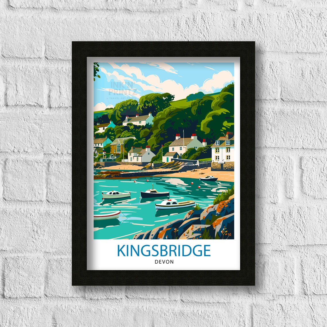 Kingsbridge Devon Travel Poster, Devon Wall Art - Image 3