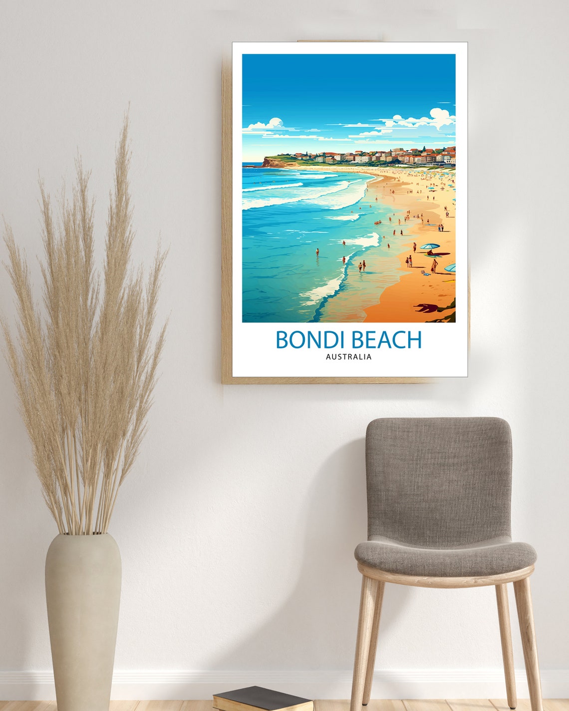 Bondi Beach Australia Surfers Golden Sand Coastal Surf Travel Poster - Image 3