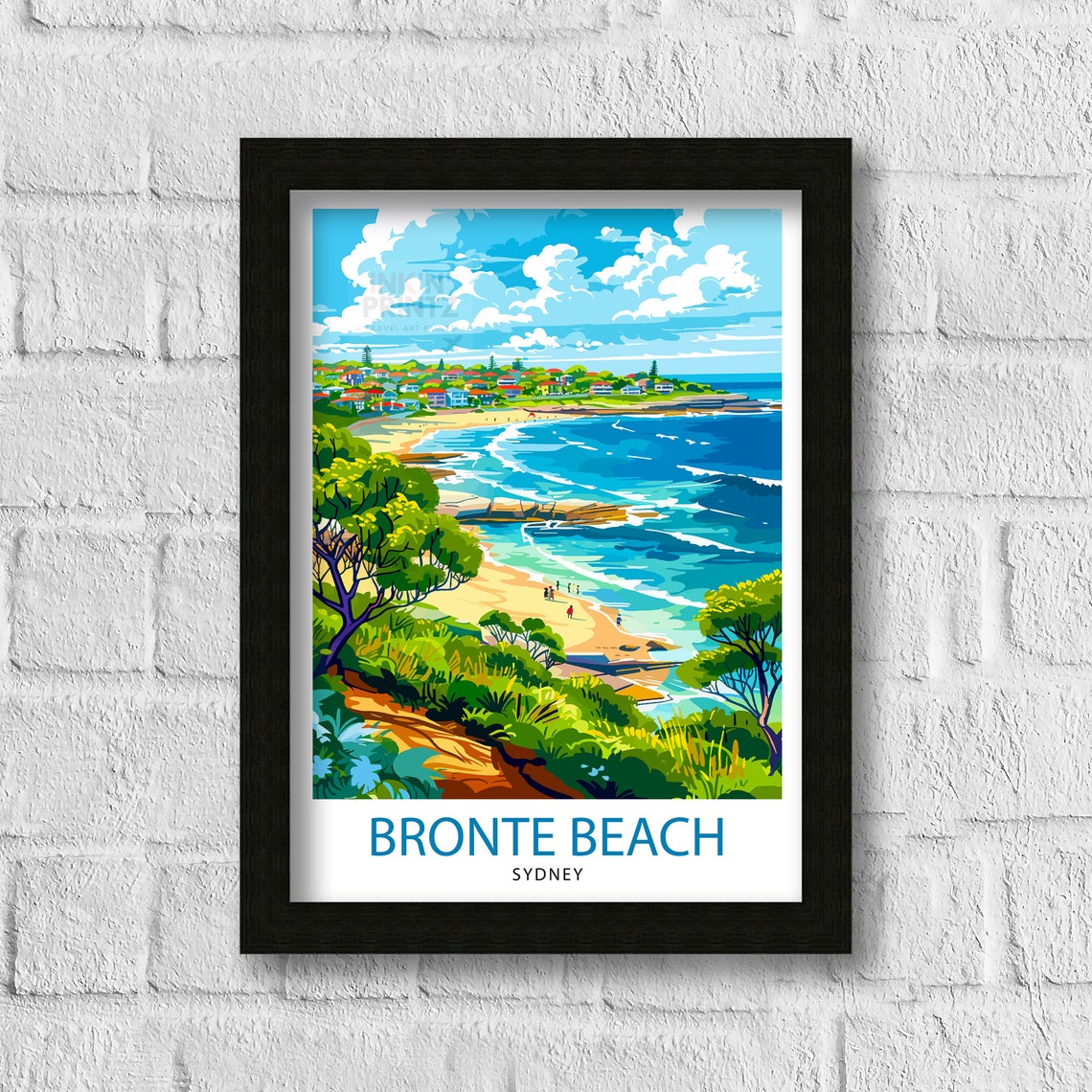 Bronte Beach Sydney Surf Bay and Headland Ocean Scene Poster - Image 3