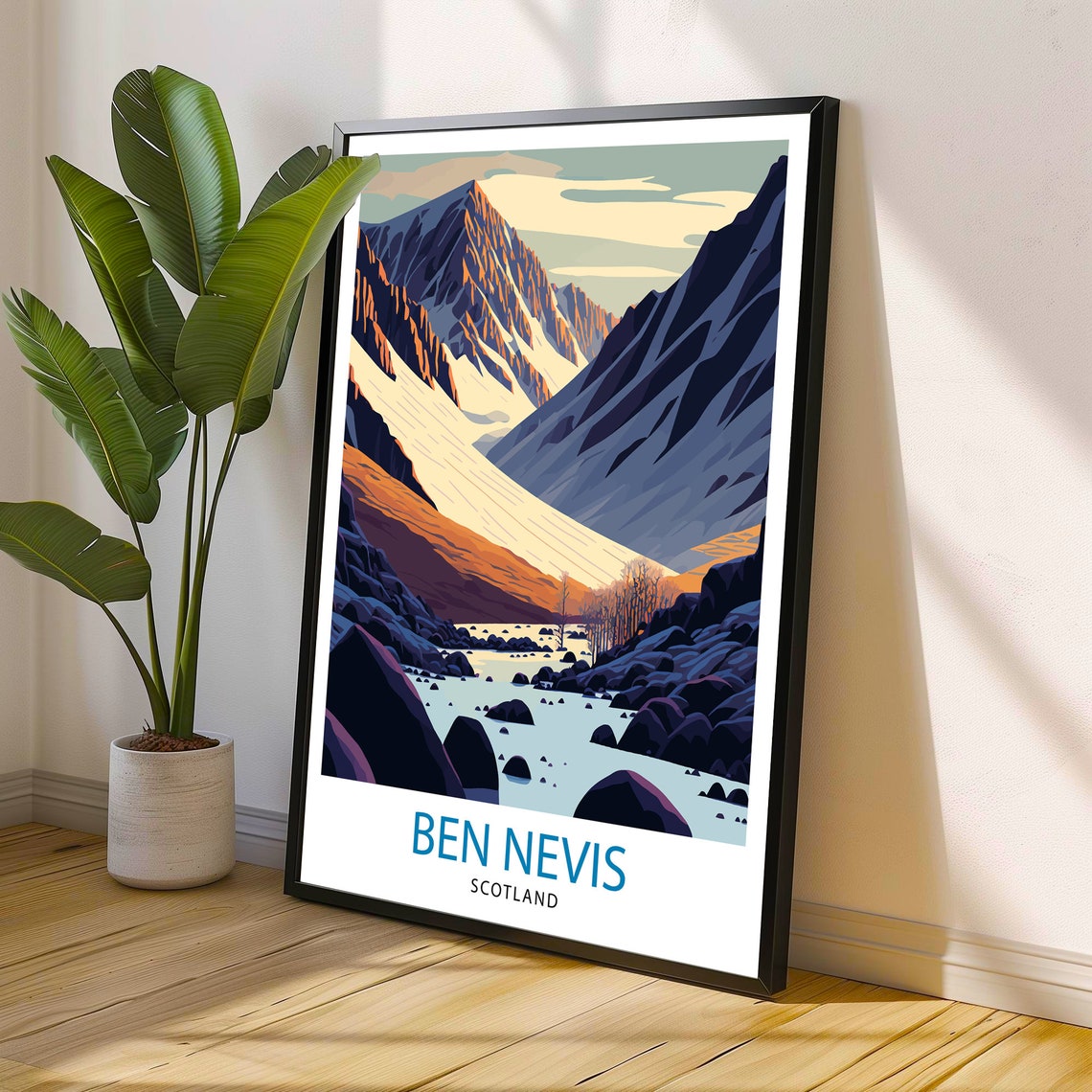 Ben Nevis Scotland Travel Poster Mountain Valley River Retro Art - Image 2
