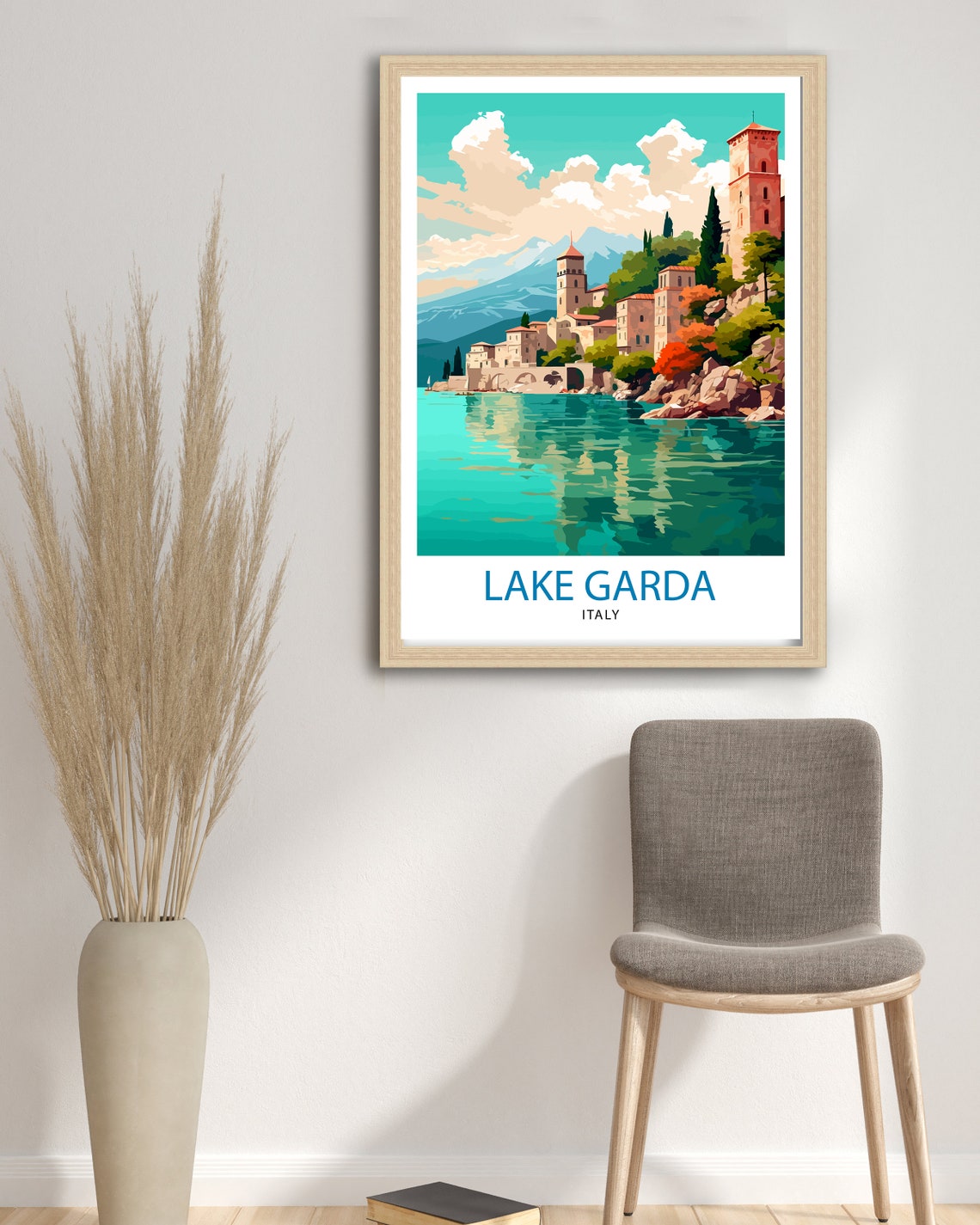 Lake Garda Italy Travel Print Lake Garda Wall Art Italy Travel Poster Lake Garda Home Decor Italy Illustration Gift For Italy Lovers - Image 2