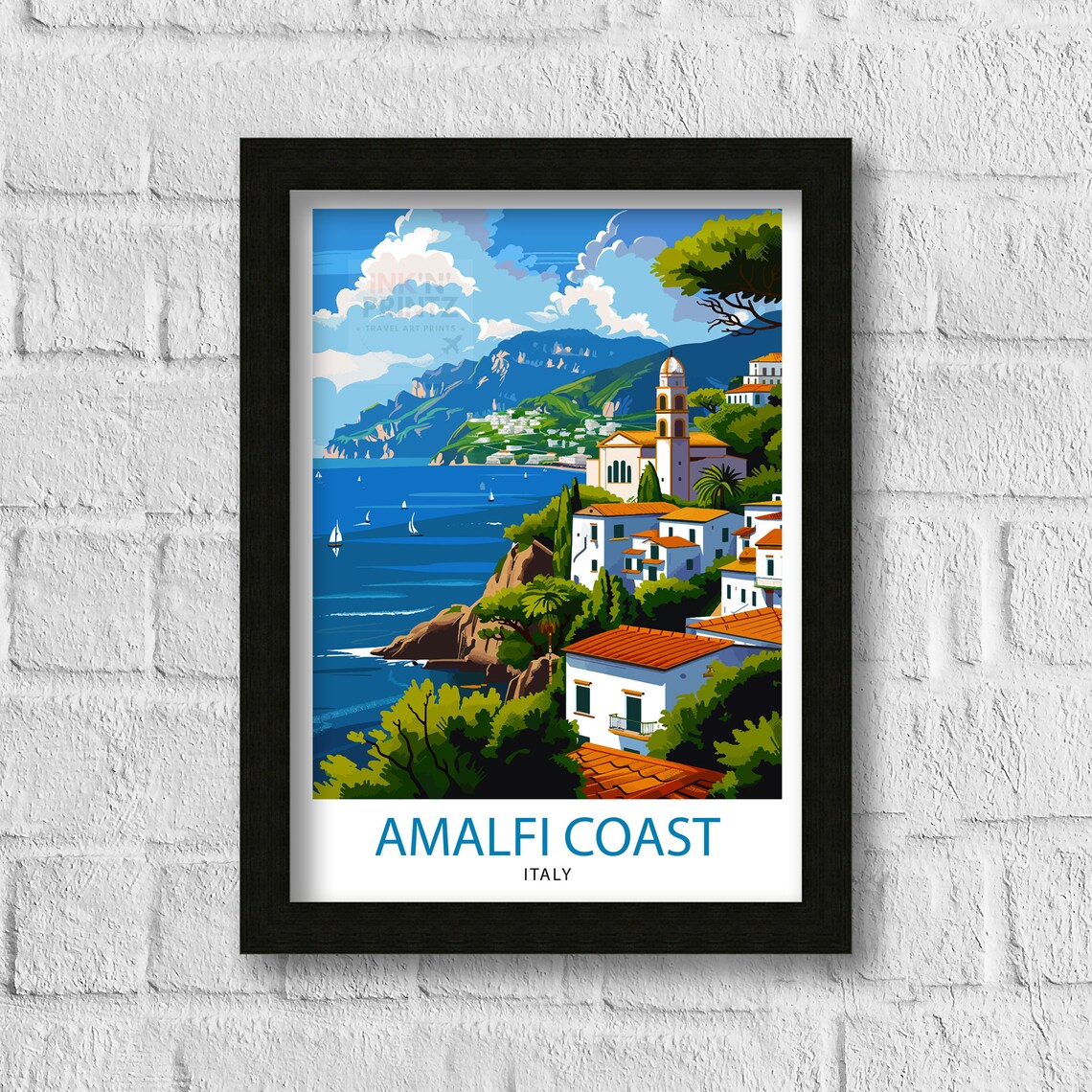 Amalfi Coast Italy Travel Poster, Mediterranean Place - Image 3