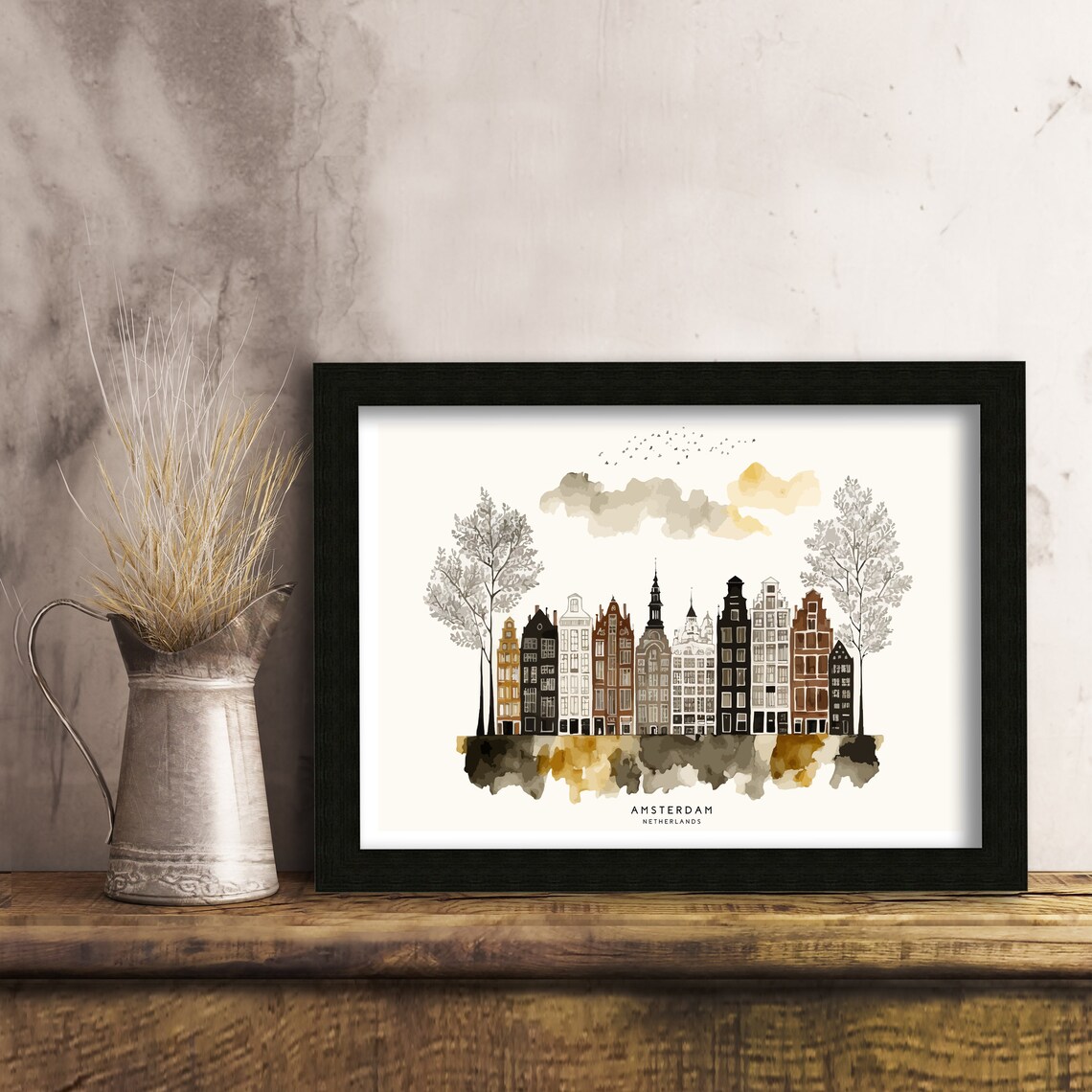Amsterdam Skyline Art Print, Cityscape Travel Poster - Image 3