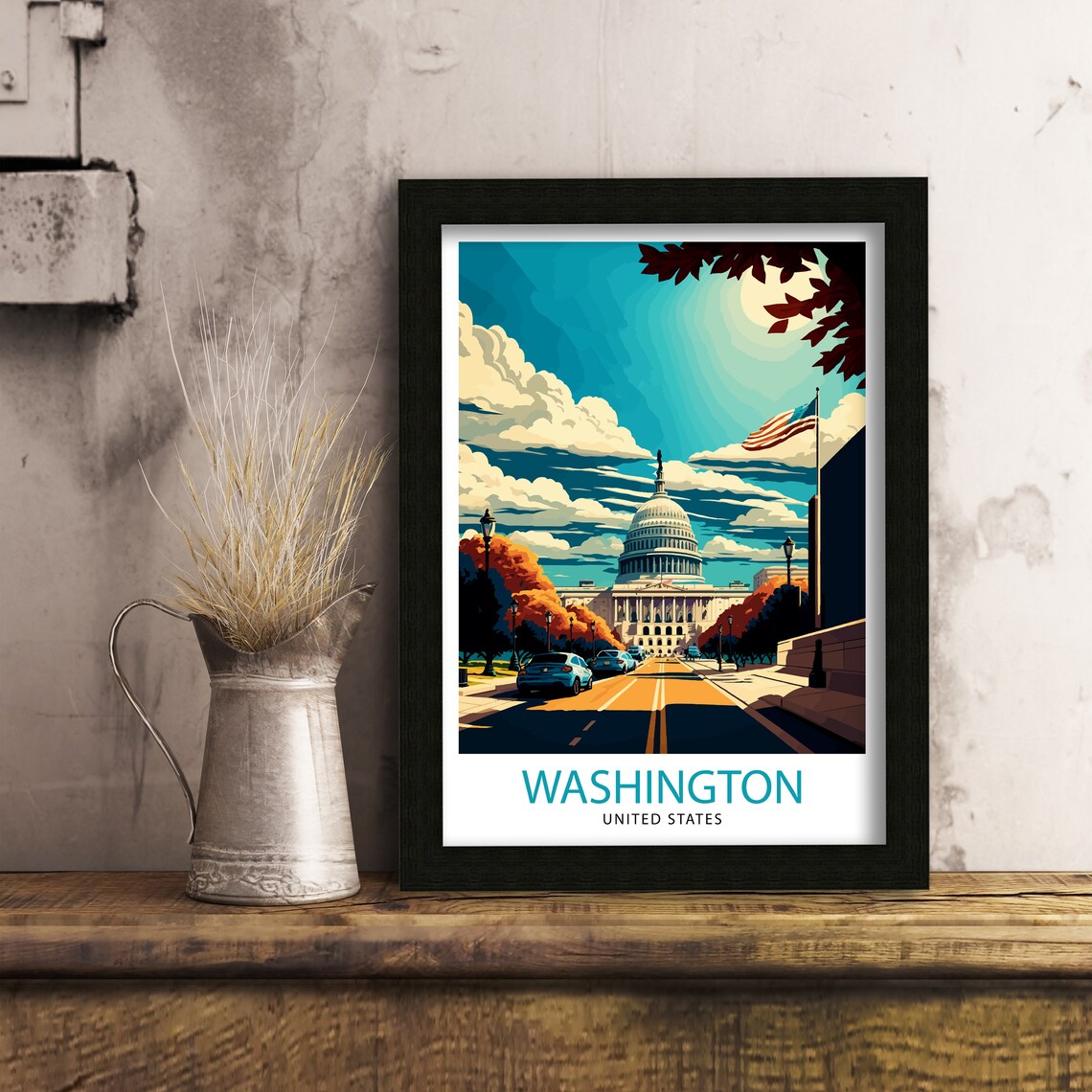Washington DC United States Capitol Building Avenue Travel Poster - Image 3
