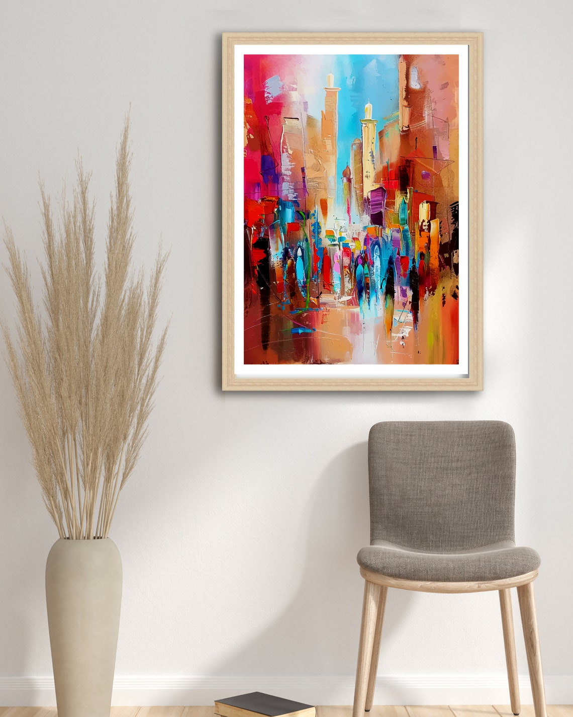 Colorful Moroccan Souk Abstract City Street Painting Art Print - Image 2