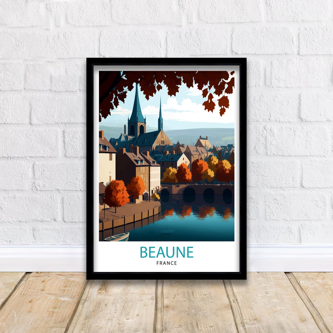 Beaune France Travel Print Beaune Wall Decor Beaune Home Living Decor Beaune France Illustration Travel Poster Gift For Beaune France - Image 2