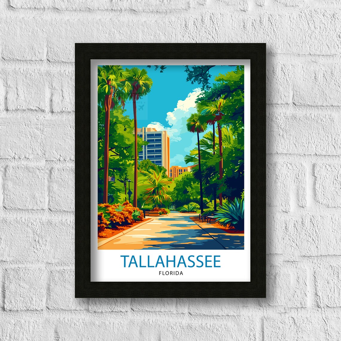 Tallahassee Florida Palm Tree Park Path Southern City Travel Poster - Image 3