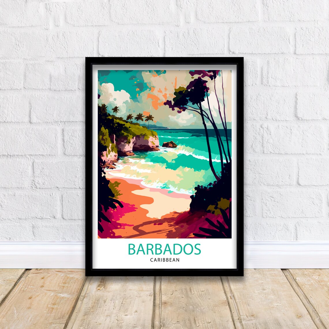 Barbados Print Barbados Poster Barbados Travel Poster Travel Print Barbados Wall Art Caribbean Poster Barbados Art Caribbean - Image 2