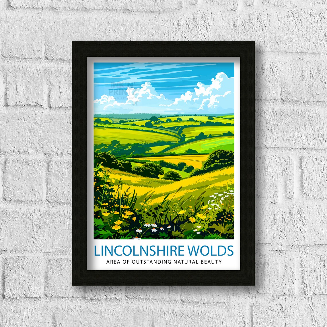 Lincolnshire Wolds Rolling Hills Wildflowers English Art Poster - Image 3