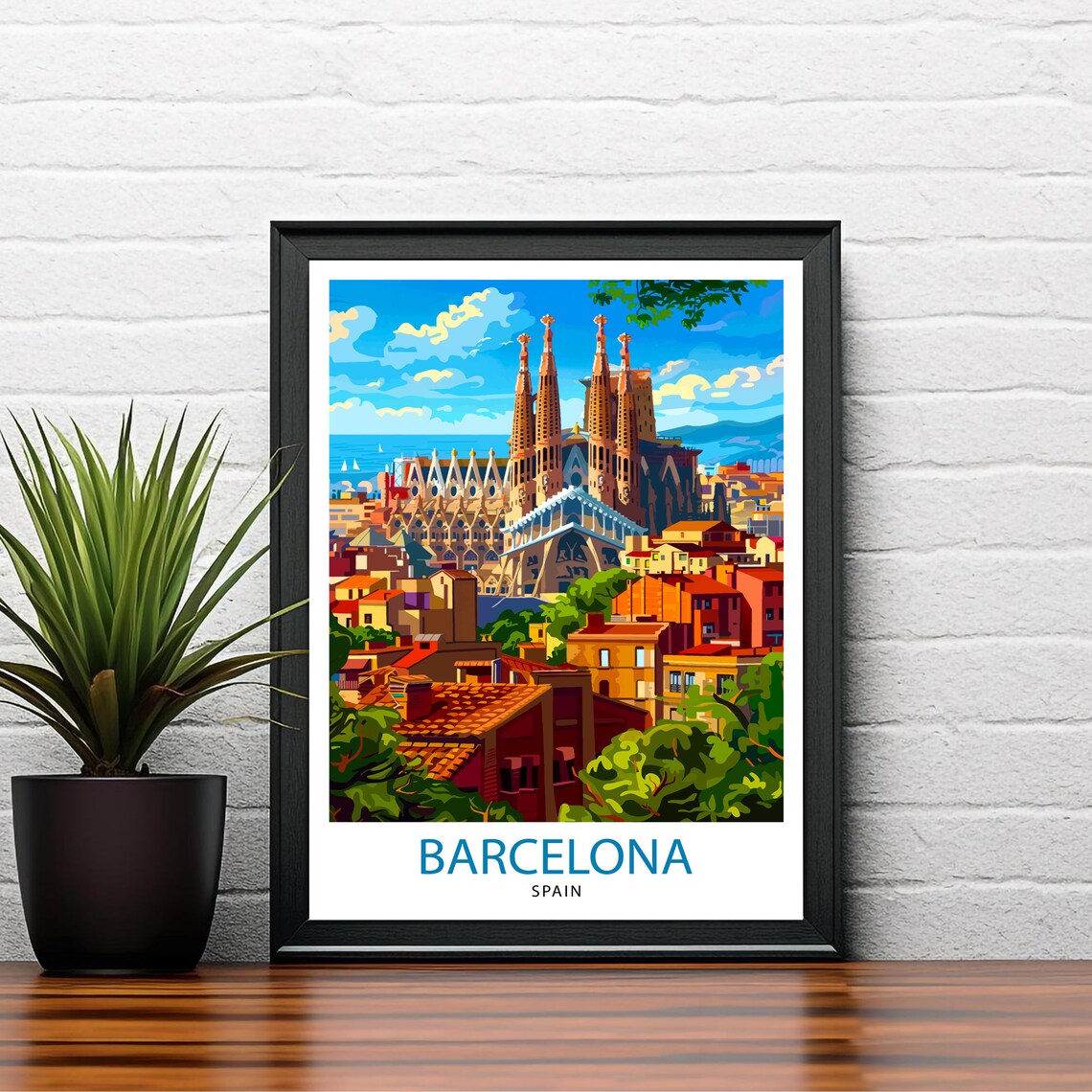 Barcelona Spain Travel Poster, Europe Illustration - Image 2
