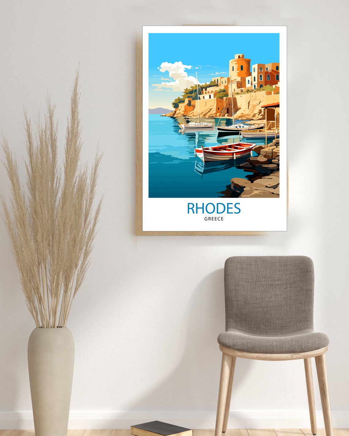 Rhodes Greece Travel Print Rhodes Wall Decor Greek Island Poster Rhodes Travel Prints Rhodes Island Art Print Rhodes Illustration Greece - Image 3