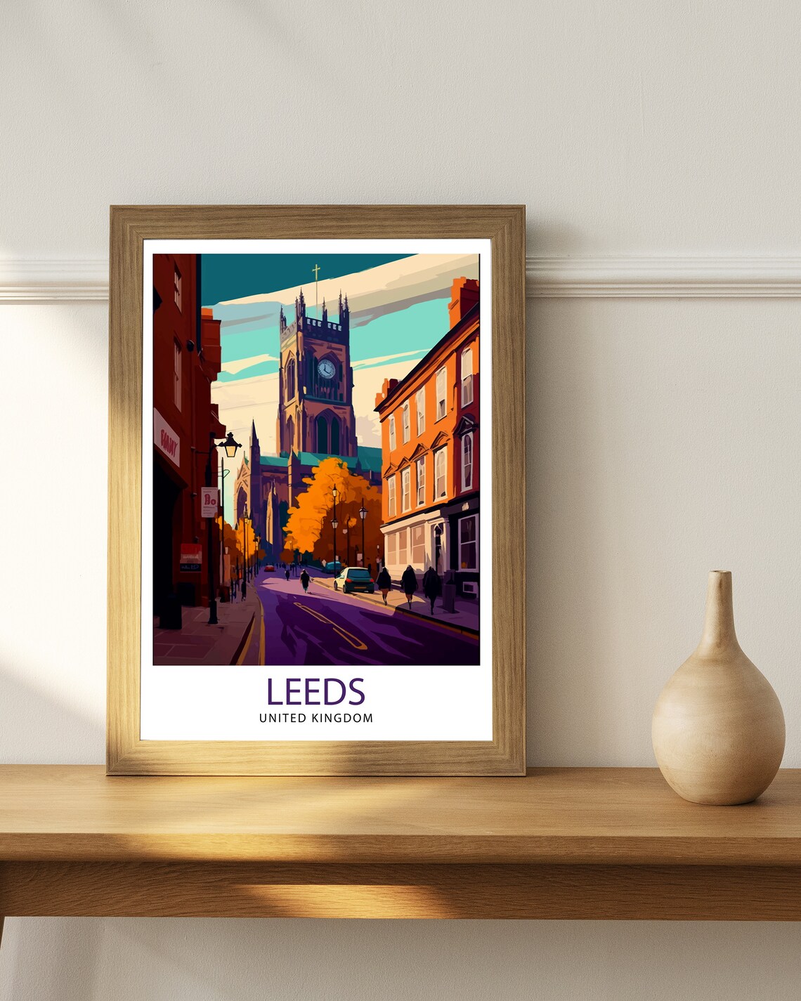 Leeds Travel Poster, Cityscape Art Print - Image 3