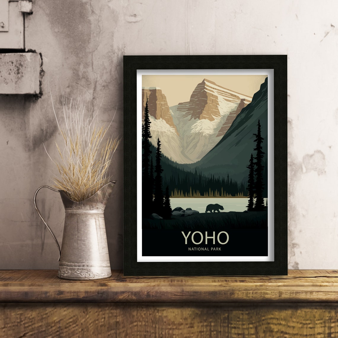 Yoho National Park Bear Mountain Lake Silhouette Scenic Poster - Image 3
