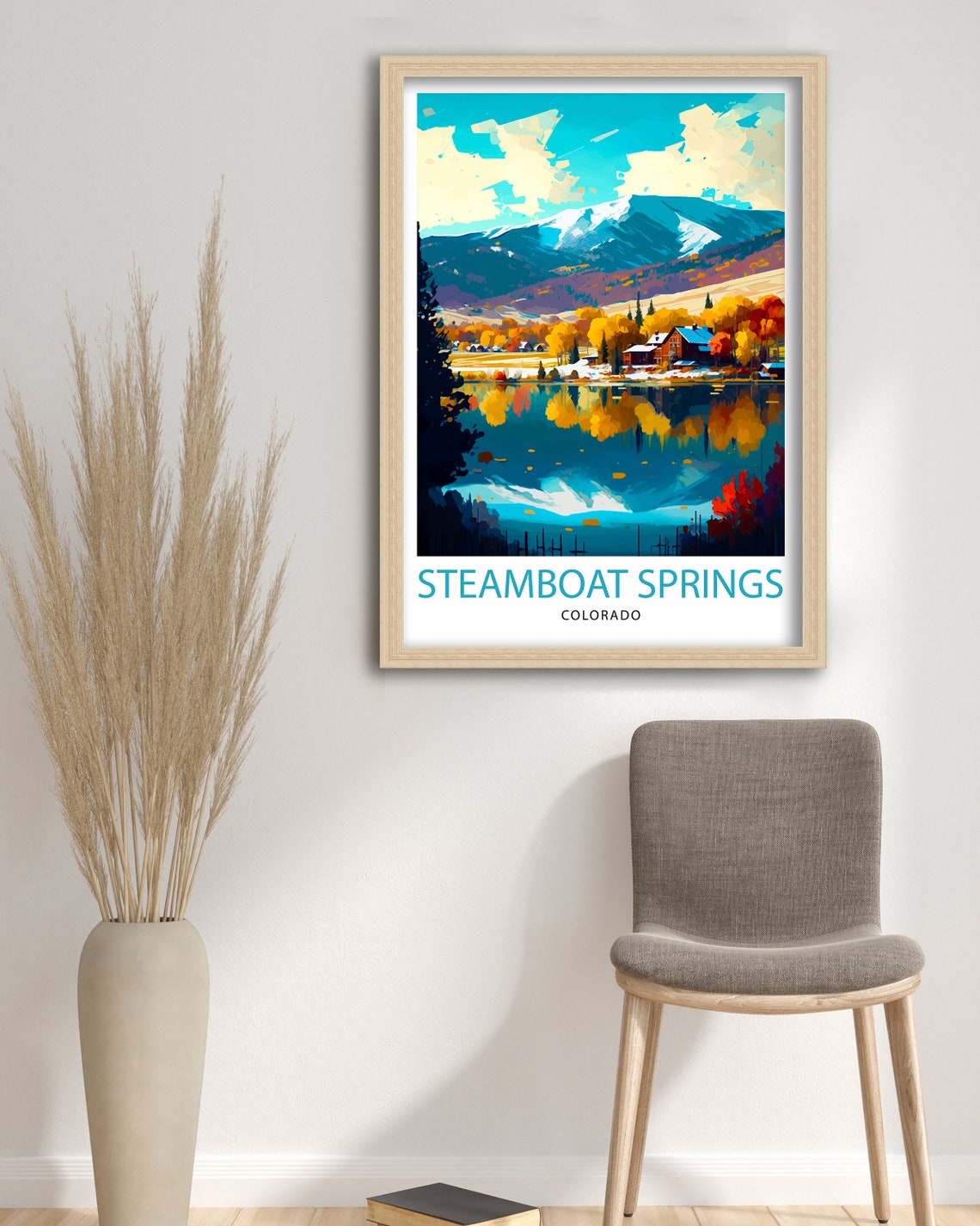 Steamboat Springs Colorado Autumn Lake Mountain Ski Travel Poster - Image 3