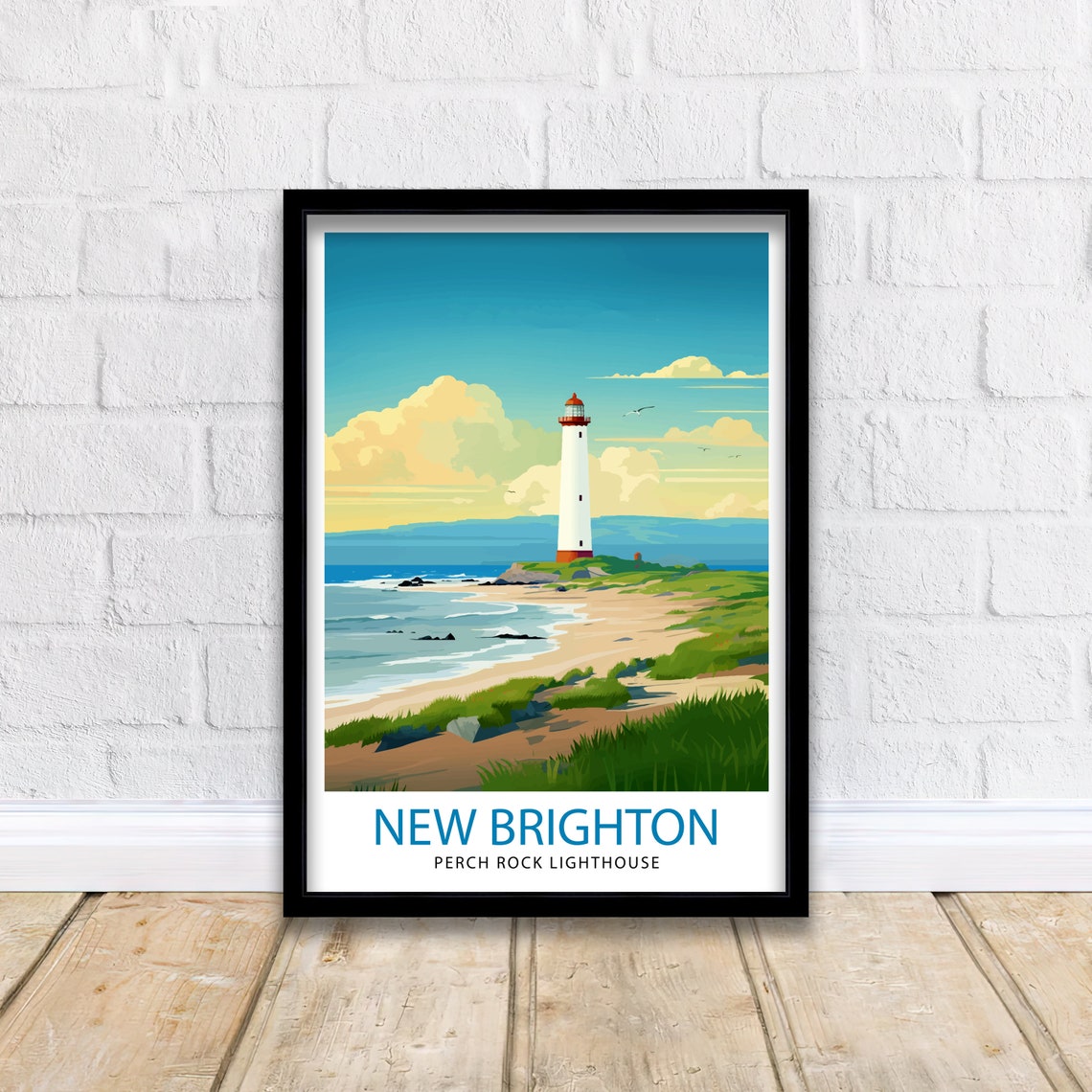 New Brighton Perch Rock Lighthouse Rocky Seaside Shore Poster - Image 2