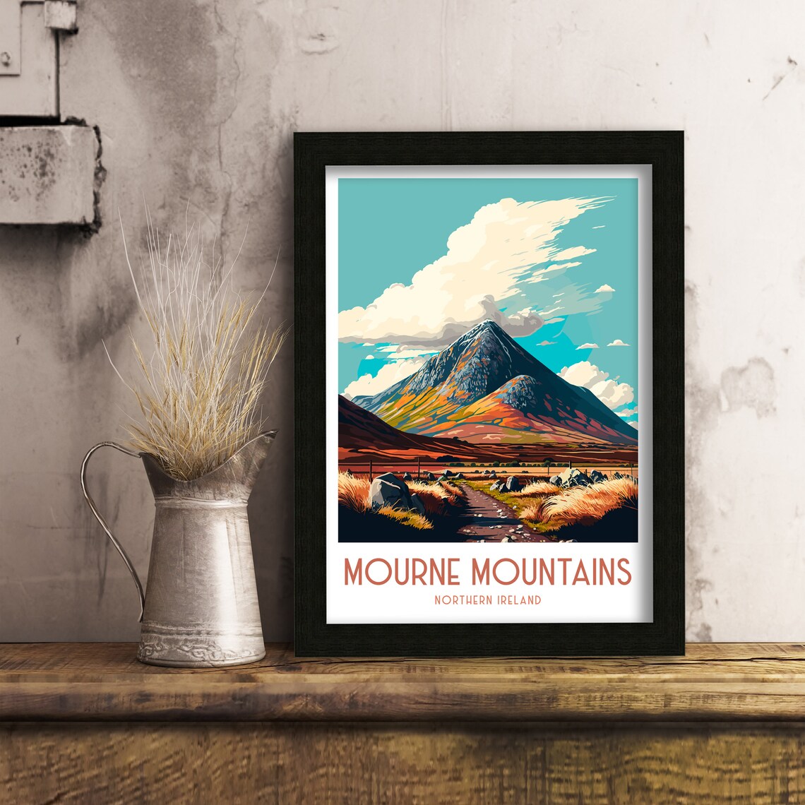 Mourne Mountains Travel Poster, Ireland Wall Art - Image 2