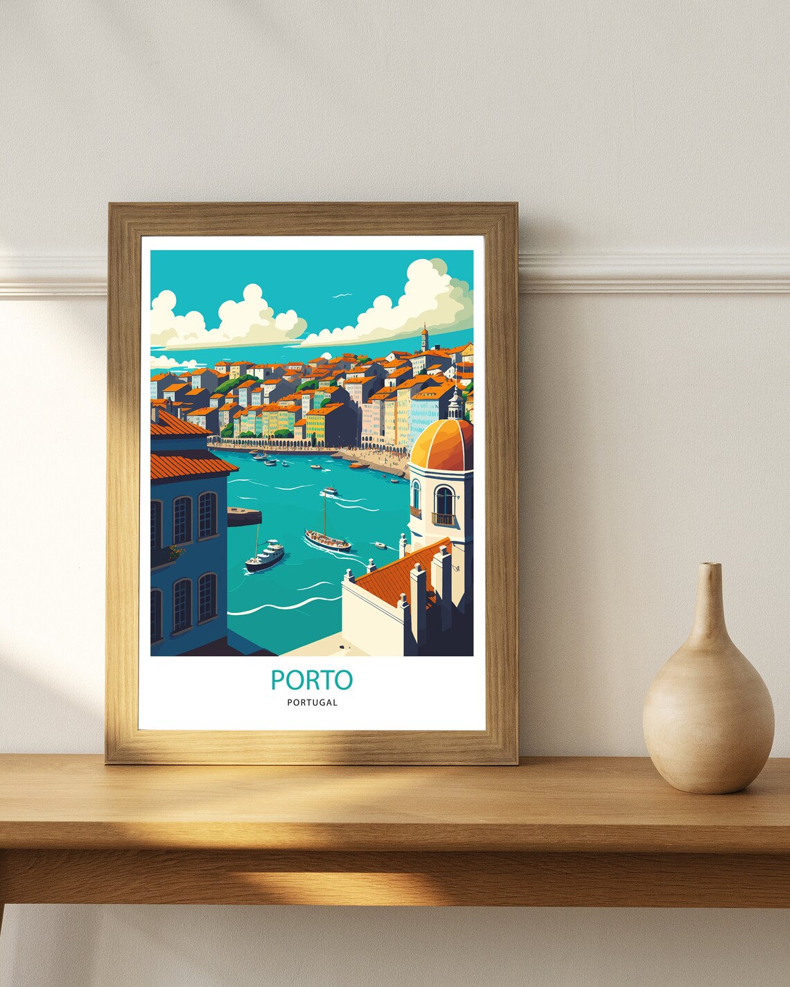 Porto Portugal Douro Riverside Colorful Old Town Travel Poster - Image 2