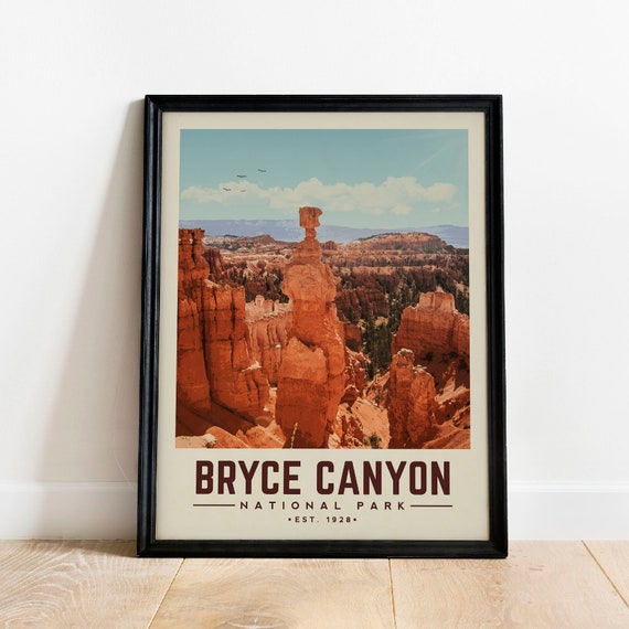 Bryce Canyon National Park Print Minimalist Poster Vintage Art For Cabin Decor