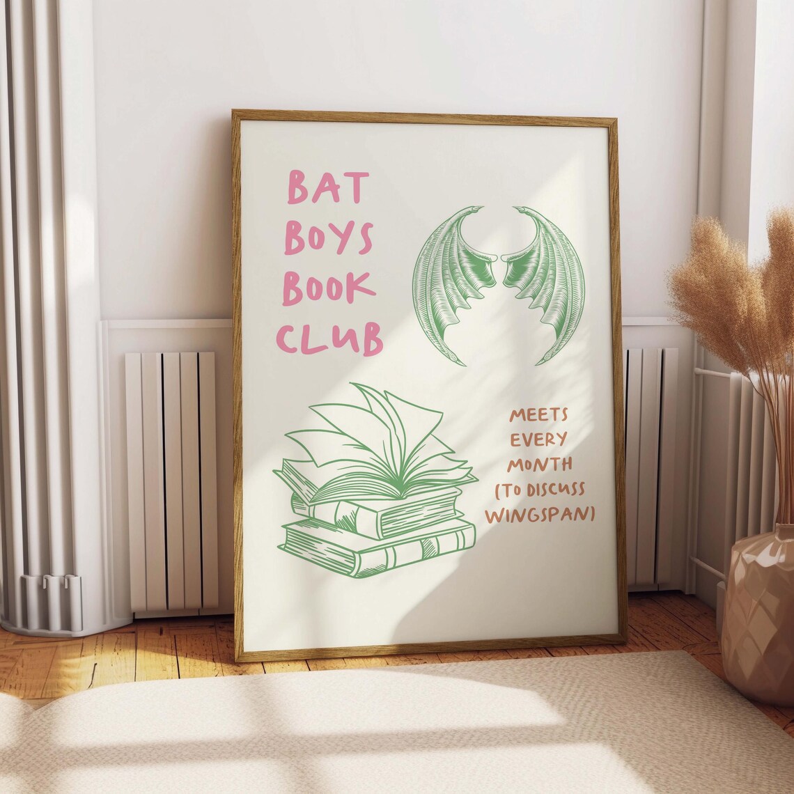 Bat Boys Book Club Green Wings Fantasy Romantasy Book Poster - Image 3
