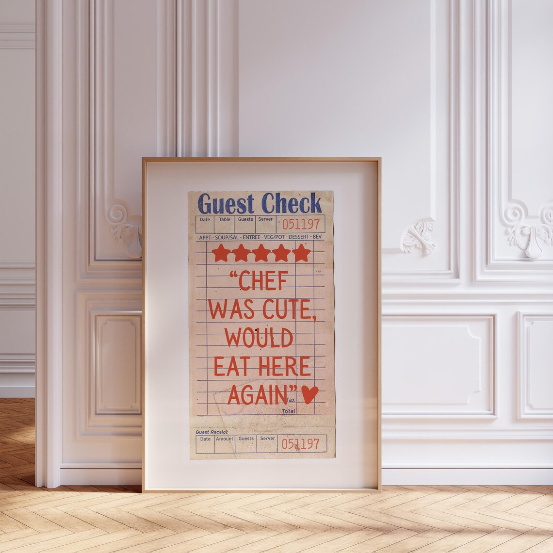 Guest Check Chef Was Cute Funny Kitchen Wall Art - Image 2