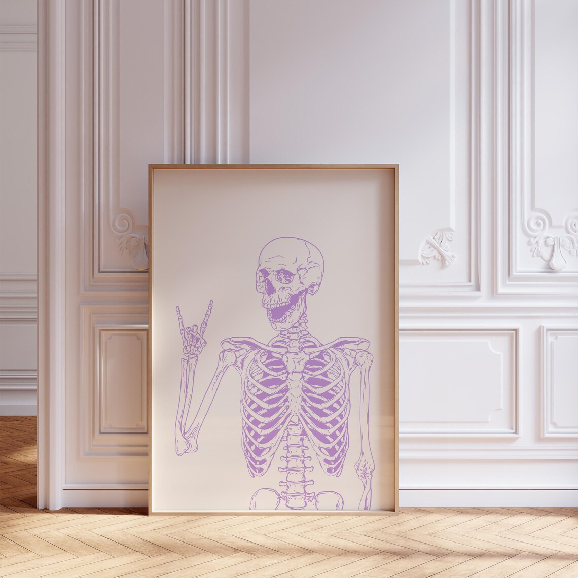 Purple Skeleton Art Print, Girly Halloween Decor - Image 4