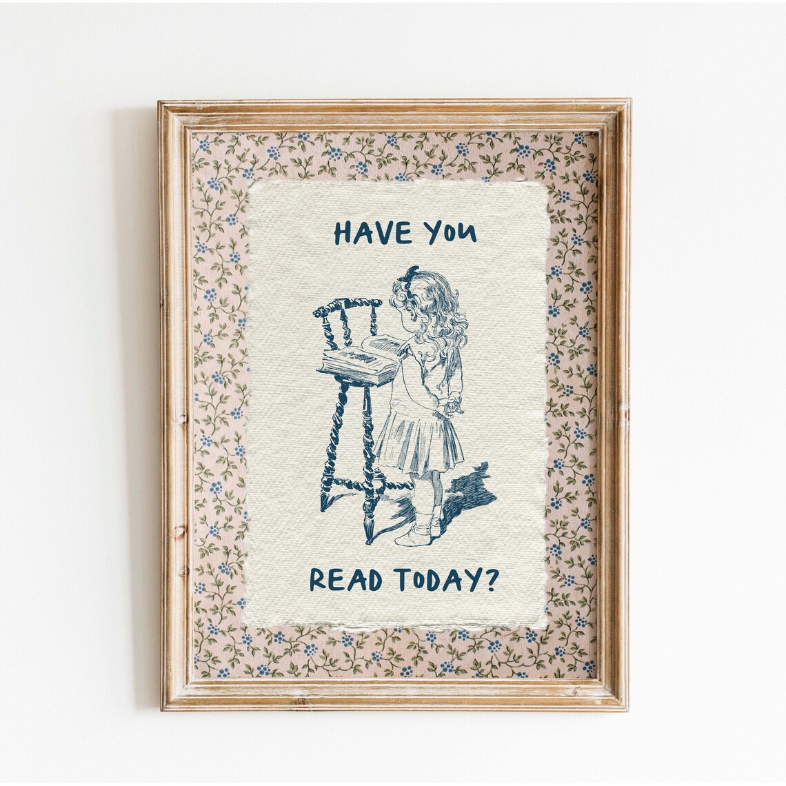 Have You Read Today Girl Reader Floral Border Nursery Art Poster