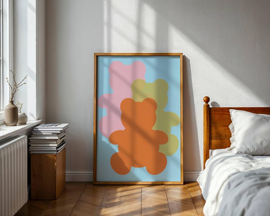 Modern Abstract Teddy, Minimalist Mid-Century Wall Decor