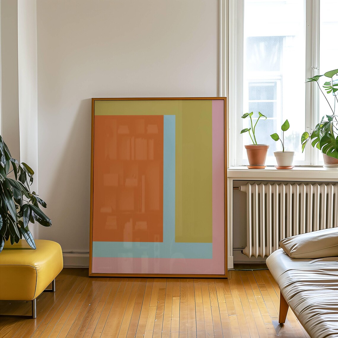 Abstract Minimalist Line Art, Mid Century Modern