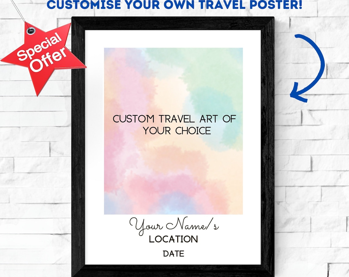 Custom Travel Poster Art Print, Personalized Vacation