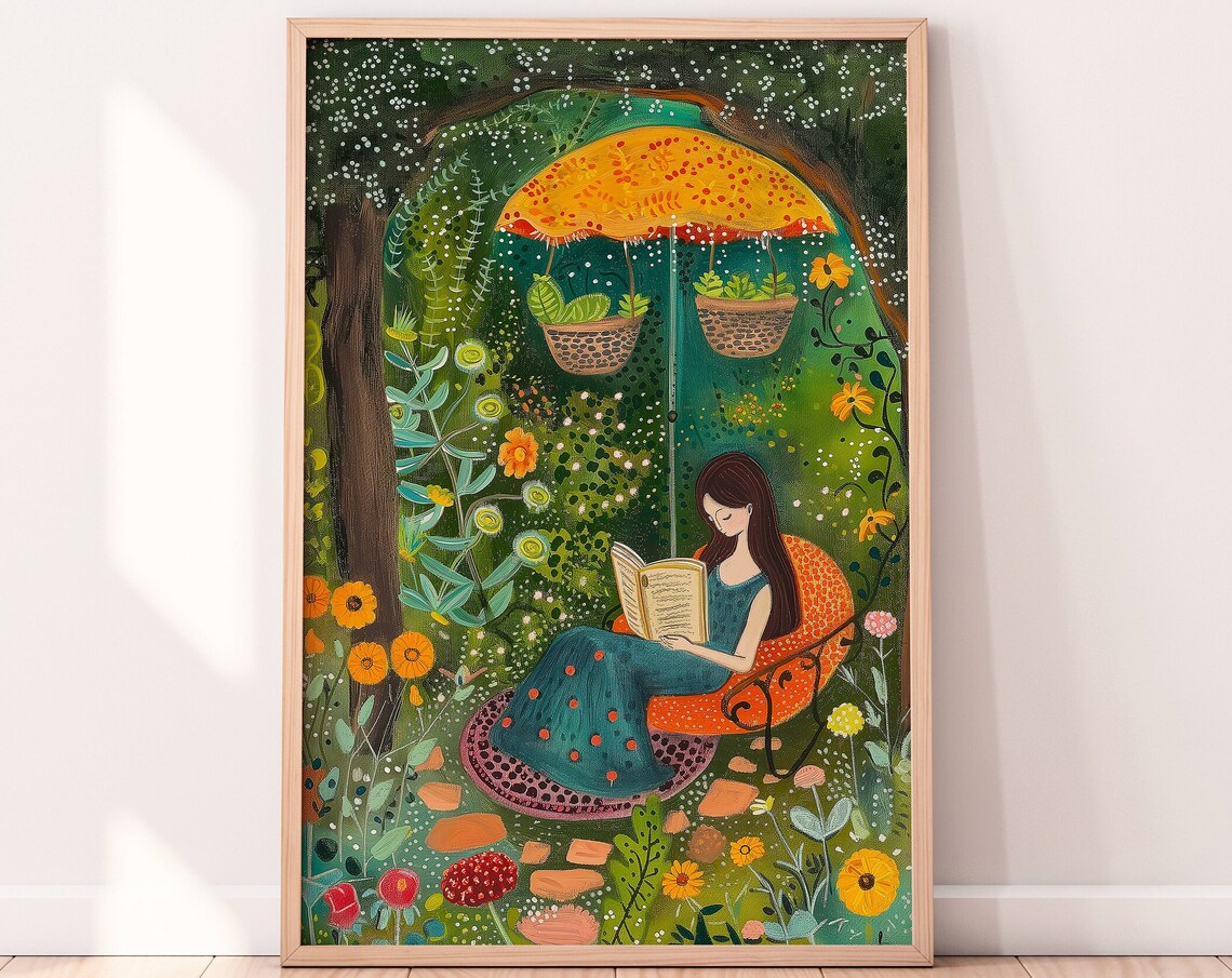 Cosy Library Book Decor, Bookworm Wall Art Print