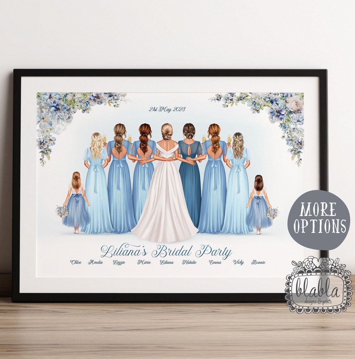 Liliana's Bridal Party Blue Bridesmaid Dresses Group Portrait Poster