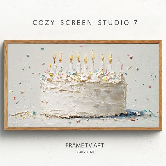 Birthday Cake Frame Tv Art Poster Print