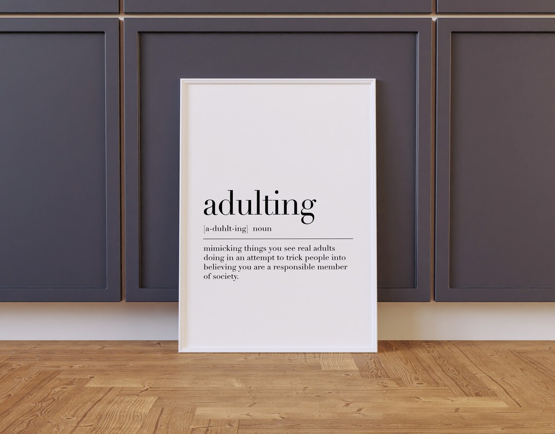 Adulting Definition Print Adulting Quote Wall Art Adulting Art Motivational Quote Dictionary Poster Inspirational Print - Image 2
