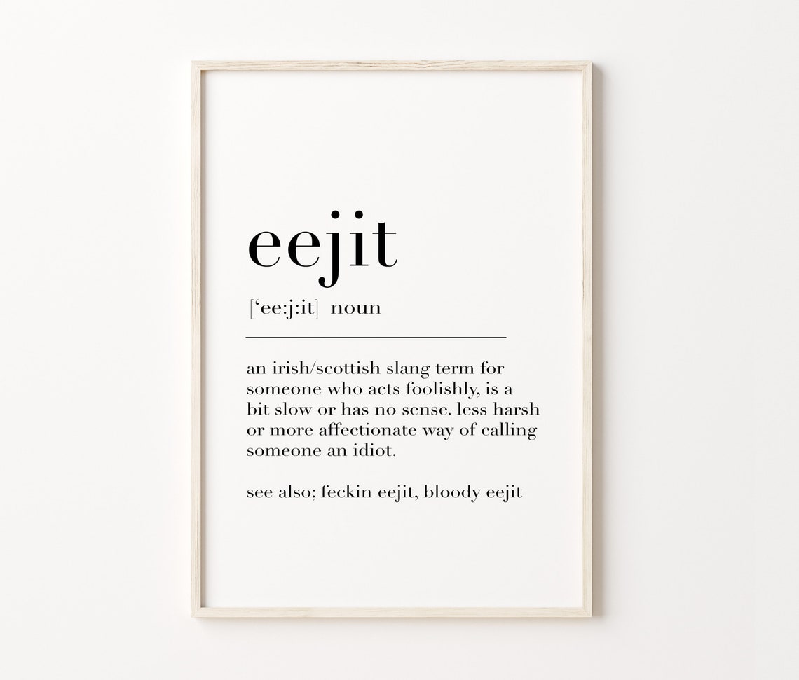 Eejit Definition Irish Scottish Slang Funny Dictionary Quote Poster - Image 4