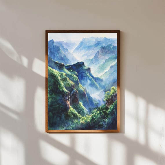 Copper Canyon Watercolor Print Mexico Mountain Landscape Art