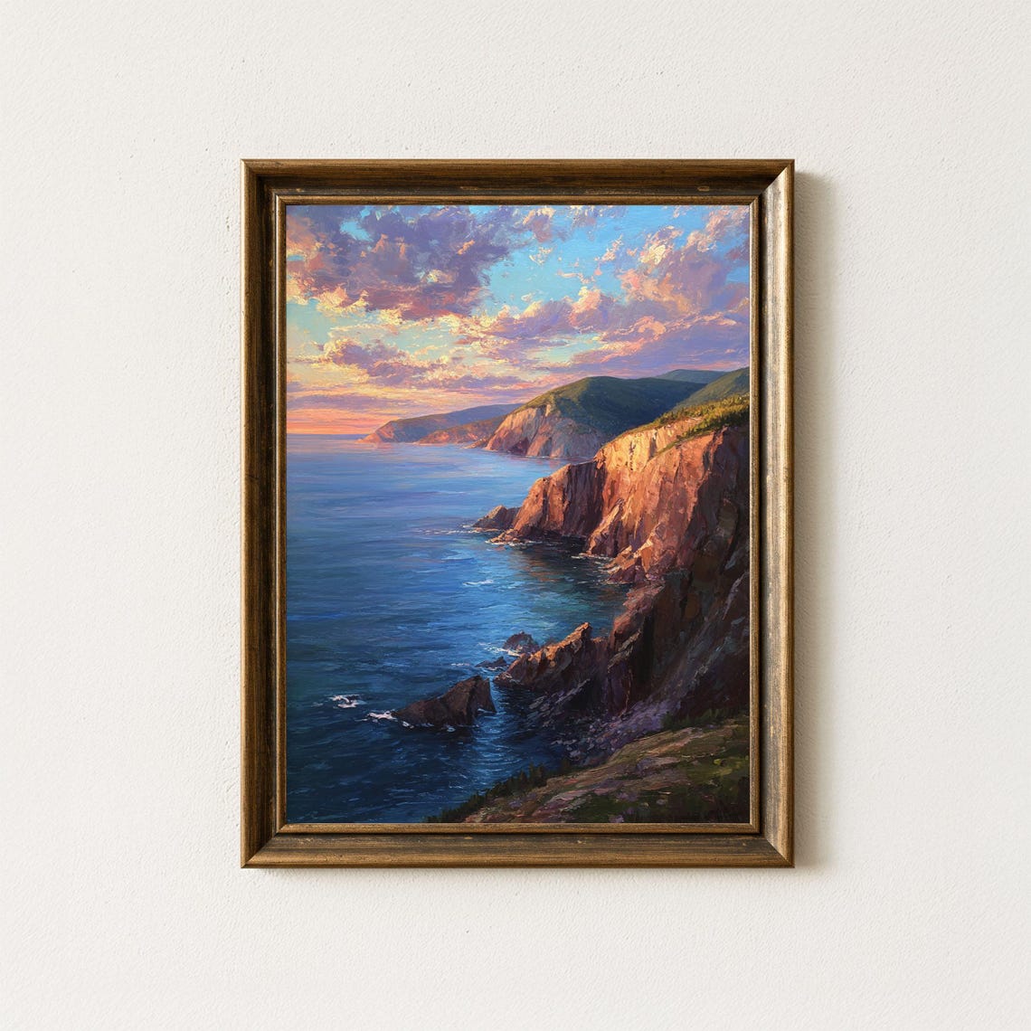 Cabot Trail Sunset Art Print Nova Scotia Coastal Cliff Painting