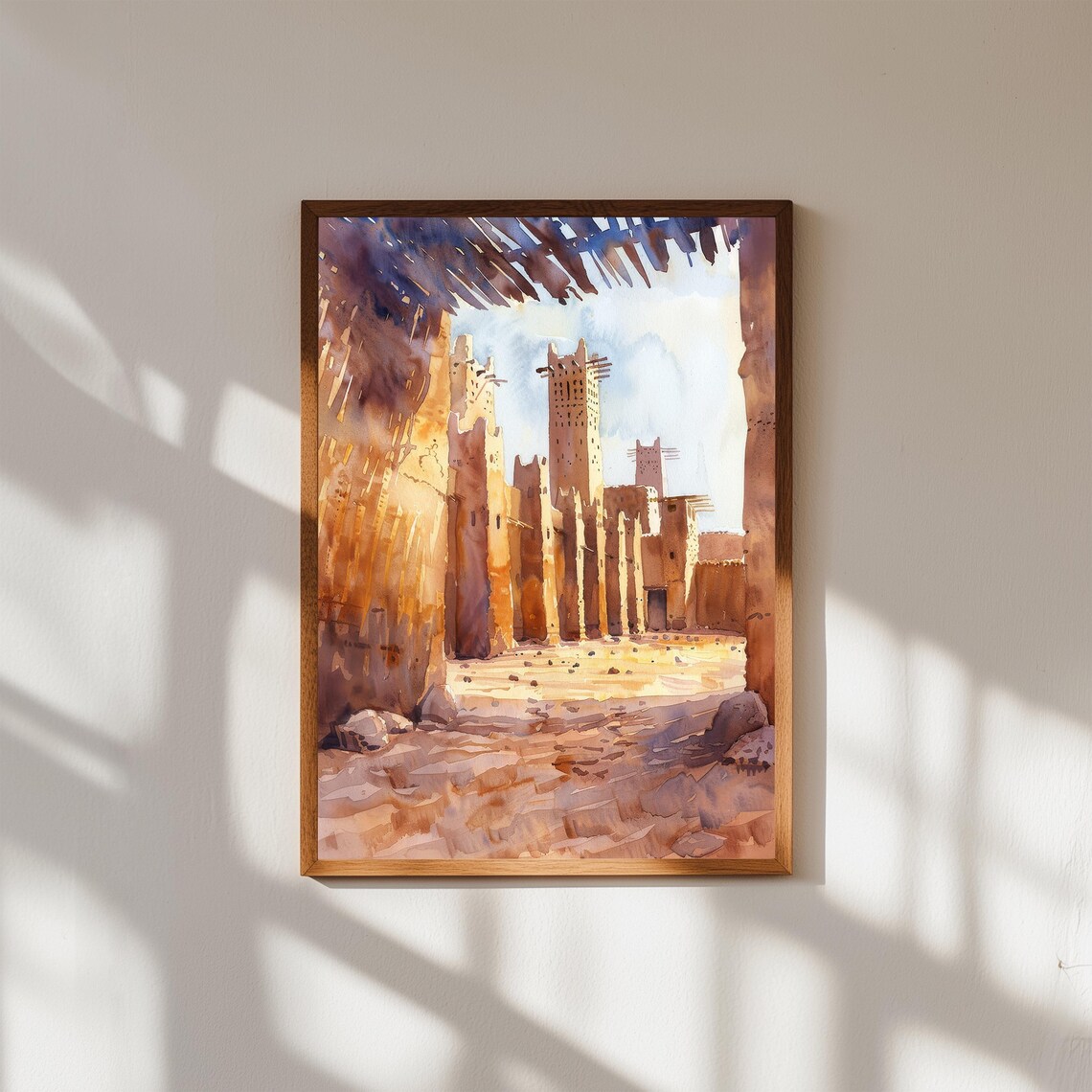 Timbuktu Mali Desert Mudbrick Towers Sahara Architecture Watercolor Poster