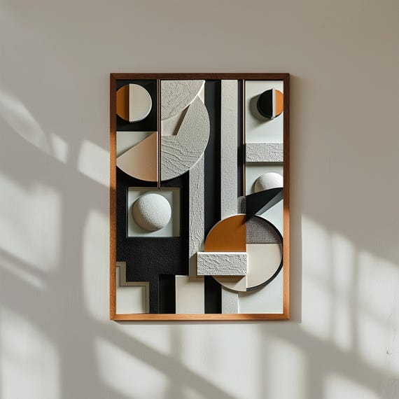 Geometric Abstract Relief Wall Art Modern 3d Textured Minimalist Sculpture Print Architectural Decor