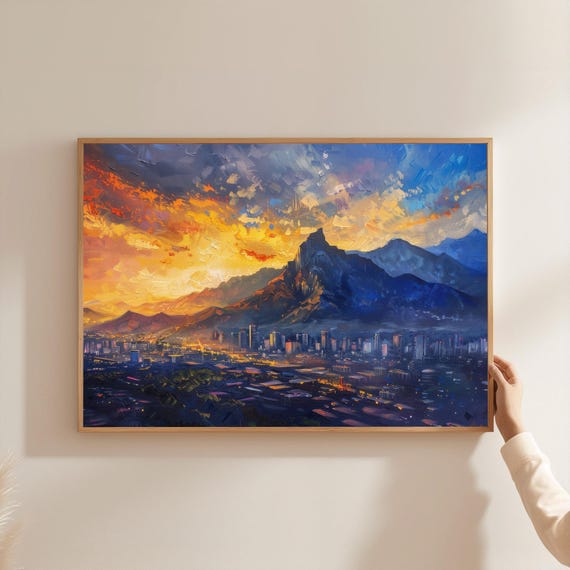 Monterrey Sunset Canvas Art Mexico Cityscape Cerro De La Silla