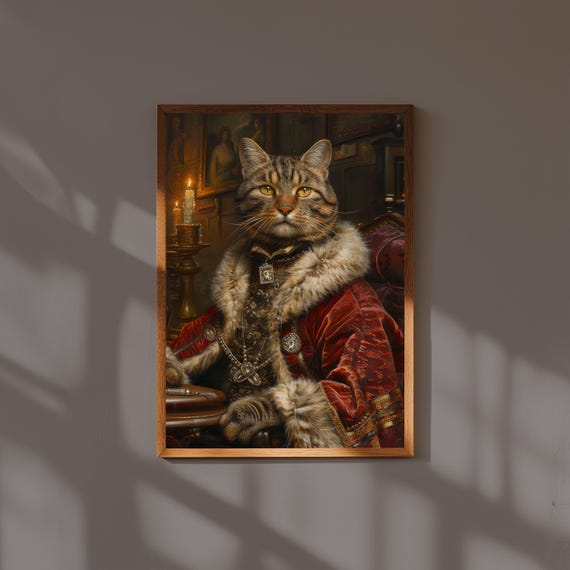 Animal Portrait Print Vintage Style Pet In Suit Funny Wall Art