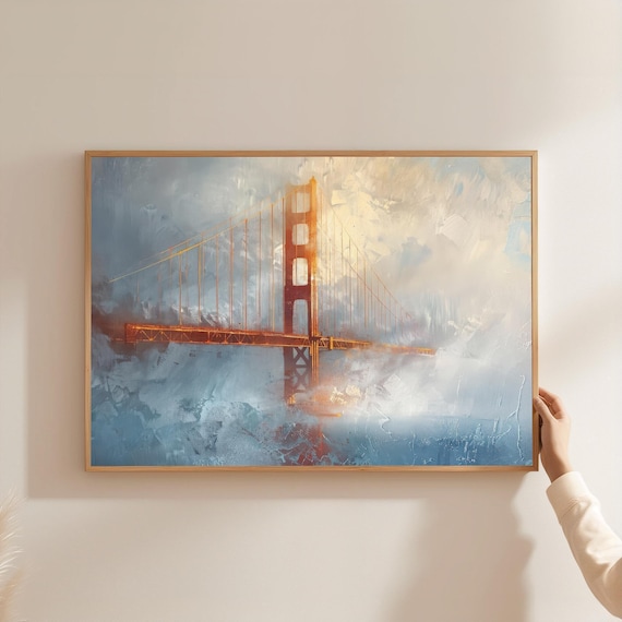 Golden Gate Bridge San Francisco Morning Fog Oil Painting Wall Art