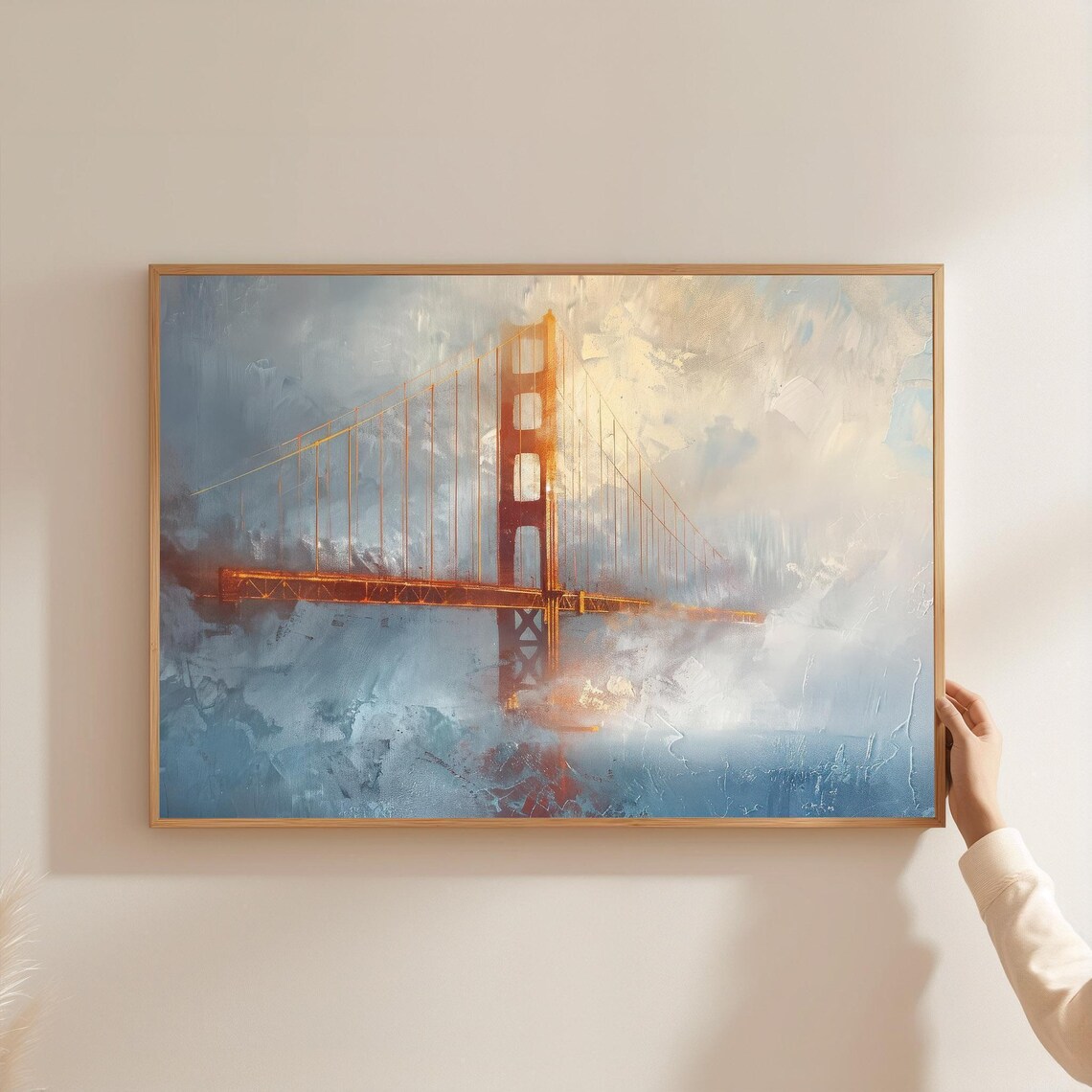 Golden Gate Bridge San Francisco Morning Fog Oil Painting Wall Art