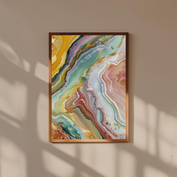 Fluid Abstract Art Print Modern Brushstroke Home Decor