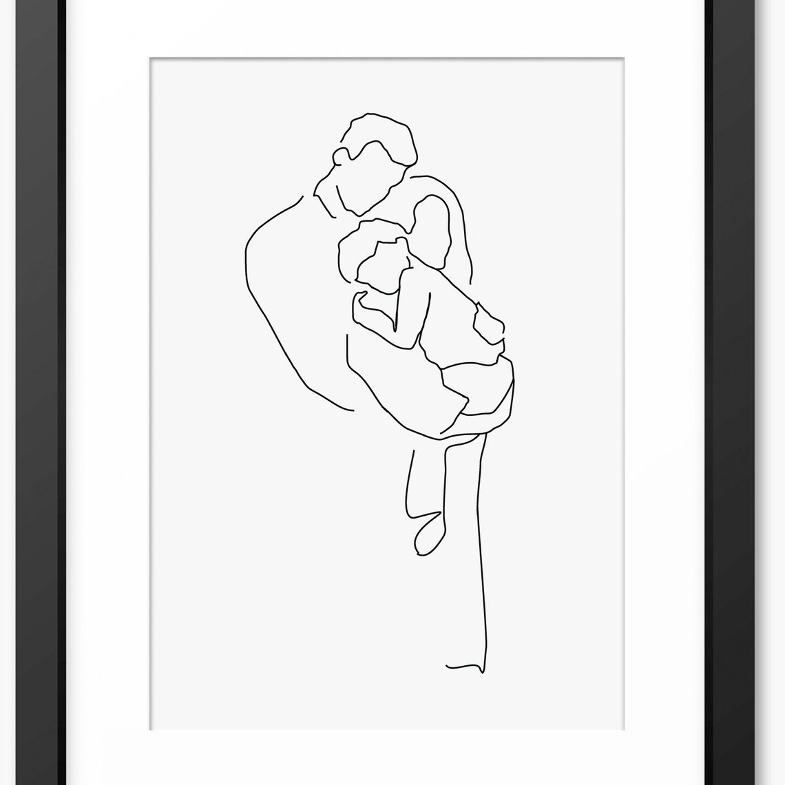 Family Print Family Art Family Drawing Family Illustration Line Art Line Drawing Family Portrait Gift For Mum Mom Family Gift
