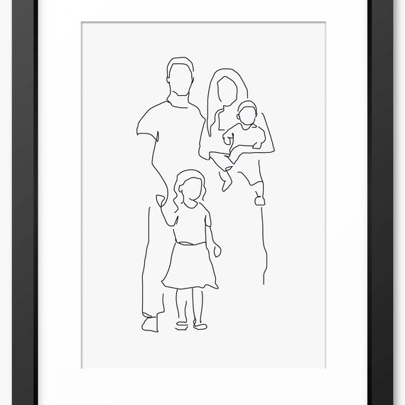 Family Line Art Family Drawing Family Illustration Fathers Day Gift Mothers Day Print Family Wall Art Gift For Mom Mum Gift For Dad