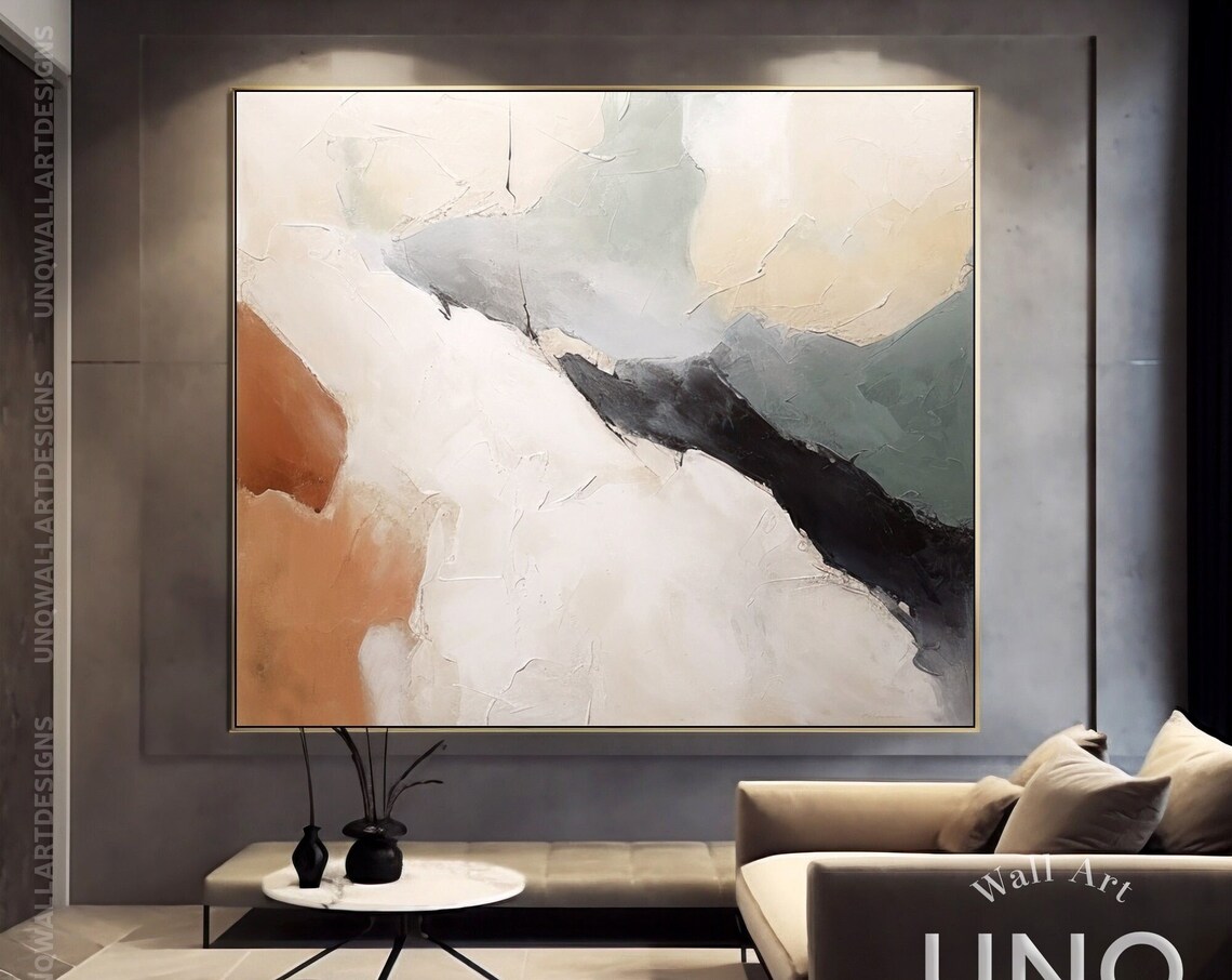 Minimalist Abstract Painting, Beige Brown Art Print