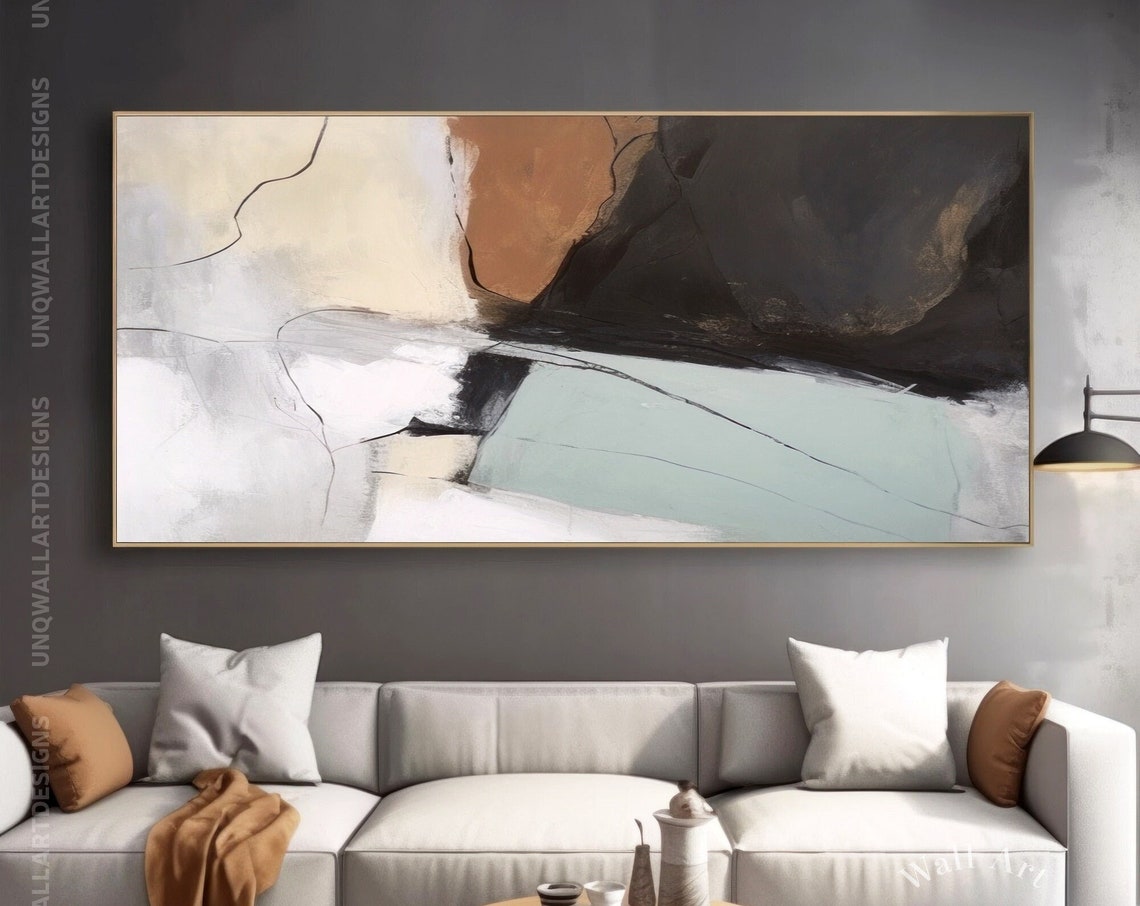 Minimalist Brown Wall Art Large Abstract Painting Beige White Original Minimal Wall Artwork On Unique Modern Wall Art