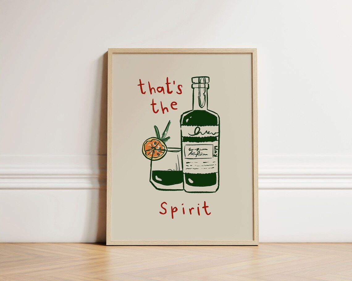 Thats The Spirit Bar Poster, Quirky Kitchen Decor