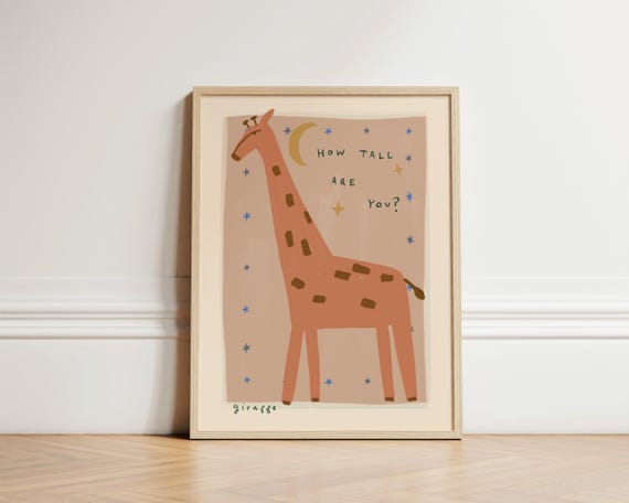 Giraffe Print Boho Nursery Bedroom Art Poster