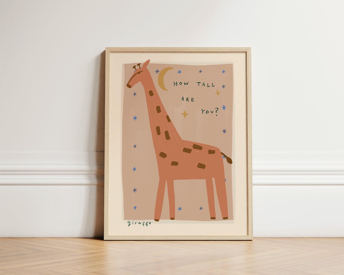Giraffe Print Boho Nursery Bedroom Art Poster